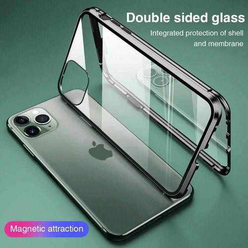 Funda magnética de privacidad compatible con iPhone 13 Pro Max, vidrio  templado antiespía de doble cara [marco magnético de parachoques de metal]