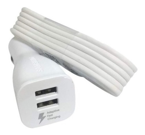 Cargador de Coche doble usb 2.1A con cable micro usb blanco para móvil